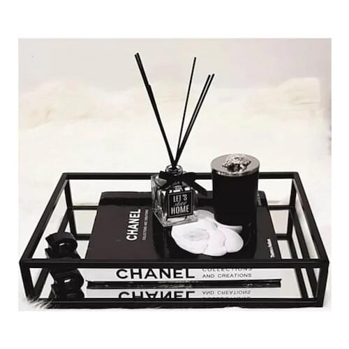 Decorative The Milas Mirrored Metal Black Tray 30cm x 40cm Decorating Storage Tray Cake Tools Home Decor Living room Decoration
