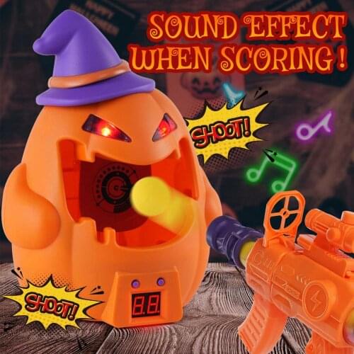 Ejection Game Halloween Pumpkin Soft Scoring Target Toys Shooter Foam Ball Battle Educational Air Power Popper Halloween Gifts
