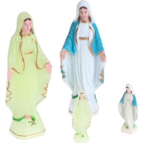 Catholic Virgin Mary Statue Figure Handmade Figurine Religious Gift Xmas Desktop Home Decorative Ornaments