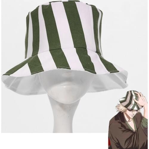Anime Bleach Urahara Kisuke Cosplay Hat Cap Bucket Hat Green White Striped Men Women Summer Cool Fashion Hat