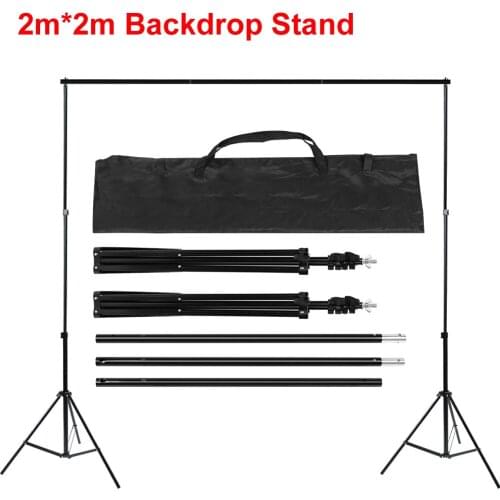 Photography 2m*2m Backdrop Support Stand Metal Tripod 6.5ft*6.5ft Background Holder Adjustable Height for Photo Studio Video