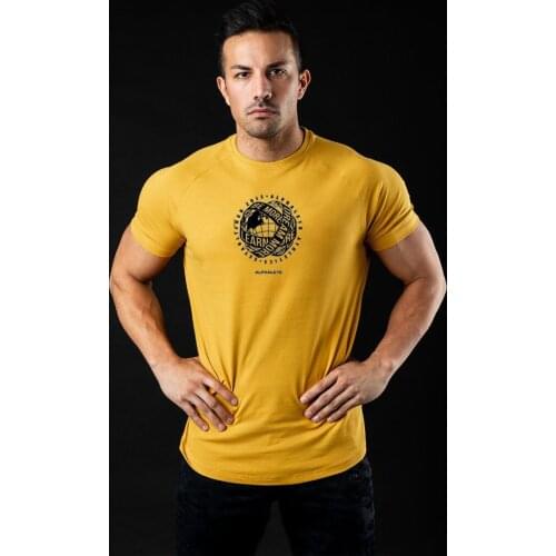 Men Tshirt Curved Hem T-shirt Casual Fitness Workout Bodybuilding Muscle Shirt Men Clothing Short Sleeve Shirts