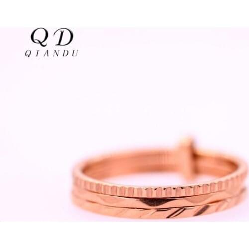 QIan Du stainless steel couples can wear fashion rings mens stainless steel stacked gear ring fashion jewelry