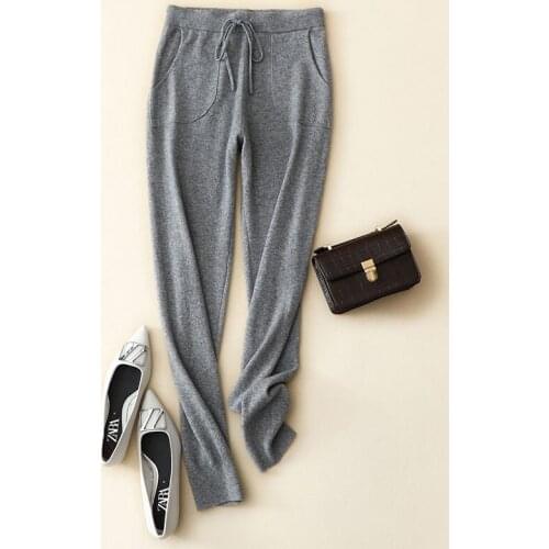 New Arrival Womens Fashion Casual High Quality 100% Cashmere Sweatpants Pants Women Bottoms Pants