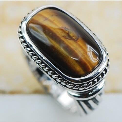Tiger Eye 925 Sterling Silver Top Quality Fancy Jewelry wedding Ring Size 6 7 8 9 10 11 F1200