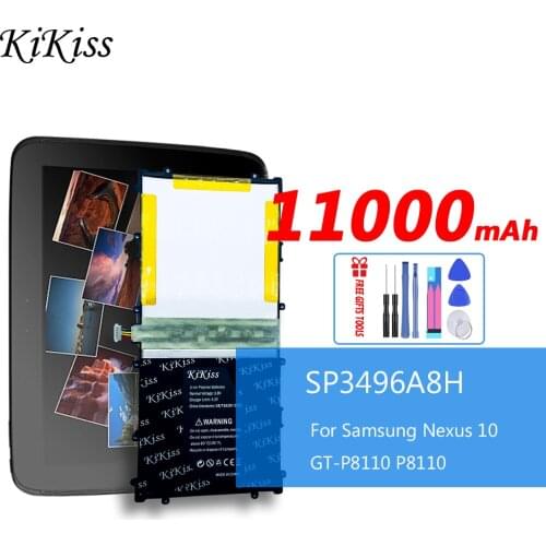 Original Kikiss SP3496A8H Battery For Samsung Google Nexus 10 Battery Replacement GT-P8110 HA32ARB SP3496A8H Tablet Battery+tool