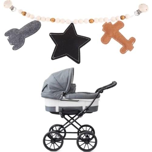 Baby Stroller Pendant Toy Pram Clip Pacifier Chain Teething Beads Wooden Teether Mobile Rattle for Infants Nursing Teething