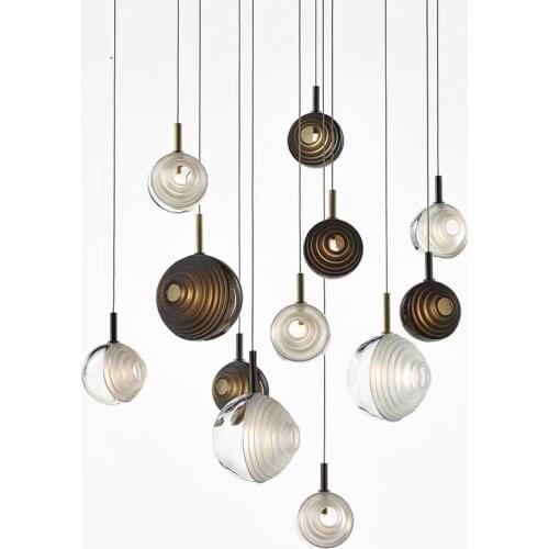 Postmodern Minimalist Glass LED Chandelier Creative Personality Dining Room Bar Living Room Stairs Bedroom Bedside Hanging Light