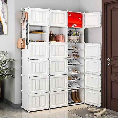 Simple Modular Shoe Rack Plastic Shoe Closet Large Capacity Corridor Storage Organizer Closet Space Saver Corner Home Furniture