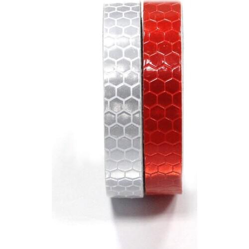 2Pcs Honeycomb Self-Adhesive Safety refelctive Warning Security Marking Reflector Tape Waterproof for car/Truck/Traffic 1cm*5m