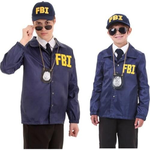 Halloween Stage Performance Kid Adult Role Play FBI police cosplay parent-child outfit