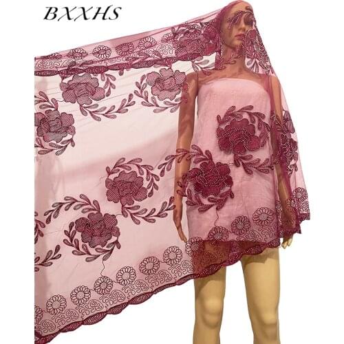 2021 New Dubai African Women Hijabs Mesh Scarf Big Size Shawls and Wraps Embroidery Muslim Ramadan Fashion Pray Headscarf BX-034