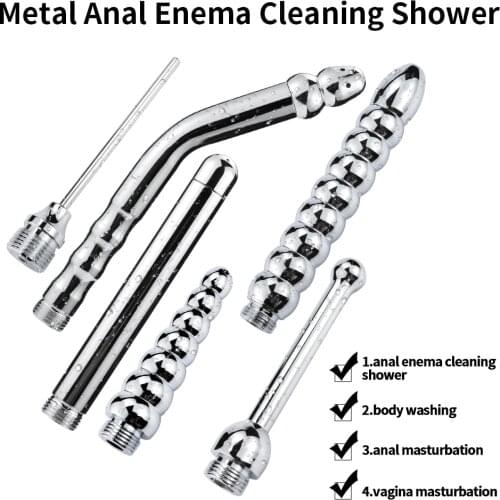 Bidet Faucets Rushed Anal Douche Shower Cleaning Enemator With 3 Styles Head Plug Enema Metal Anal Cleaner Butt Plugs Tap