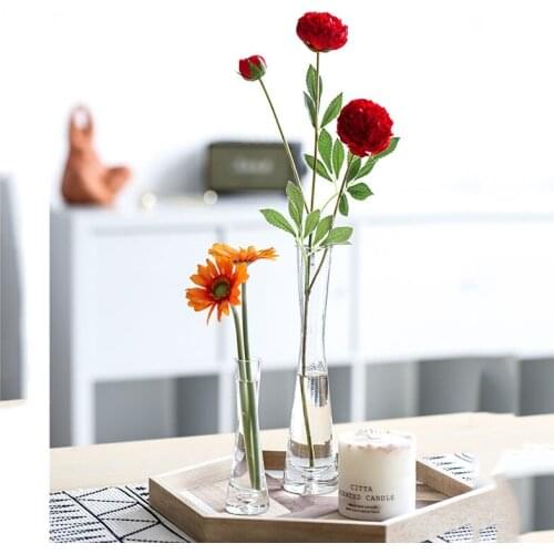 Nordic Mini Glass Vase Small Simple Transparent Slender Hydroponics Vases Desktop Decoration Home Decor Vase Vase Ваза Декор