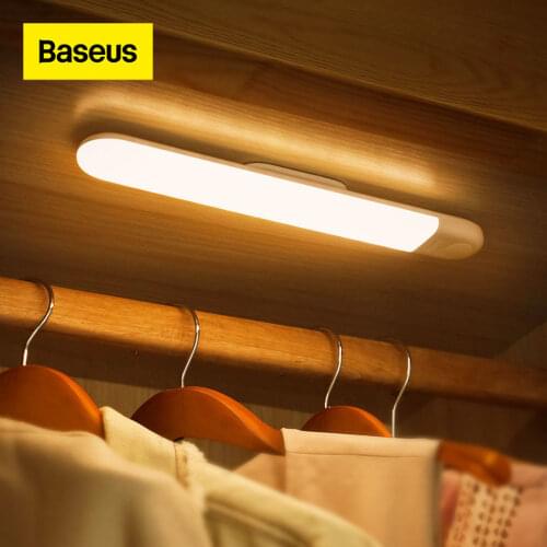 Baseus Under Cabinet Light PIR LED Motion Sensor Light Rechargeable Night Light LED Lamp For Wardrobe Kitchen Bedroom Closet