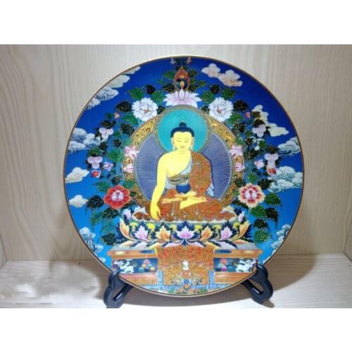 Tibetan Buddhism HOME OFFICE Company SHOP Bless Decorative buddha Coloured drawing Sakyamuni Buddha Porcelain statue Talisman