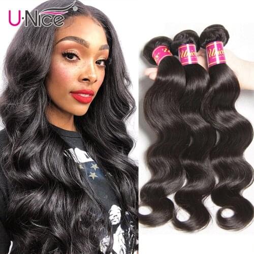UNICE HAIR Brazilian Body Wave Hair Weave Bundles Natural Color 100% Human Hair weave 1/3/4 Piece 8-30" Remy Hair Extensions