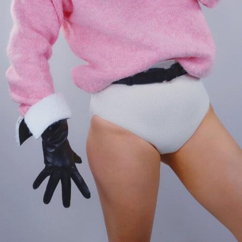 Womens runway fashion wide sleeve faux suede leather fur glove ladys thicken warm faux fur leather touch long glove 38cm R3314