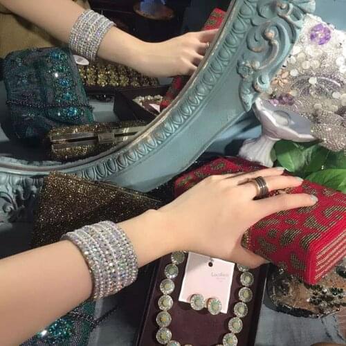 11 rows cystal rhinestone bangle wedding bridal wide cystal pearl bracelet for women luxry