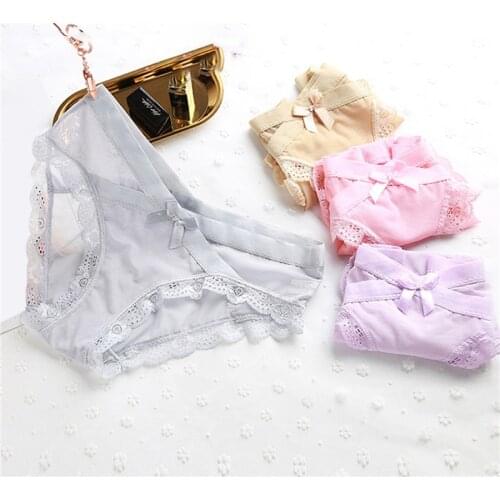Women Underwear Ladies Briefs Sexy Lace Cotton Womens Panties Women Briefs Soft Breathable Transparent Lady Summer G-string
