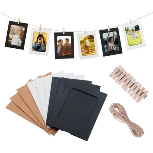 10pcs DIY Wall Photo Film Display Hanging Craft Paper Picture Frames Clips Kit 3/4/5/6 Inch Family Marriage Memory Photo Frame