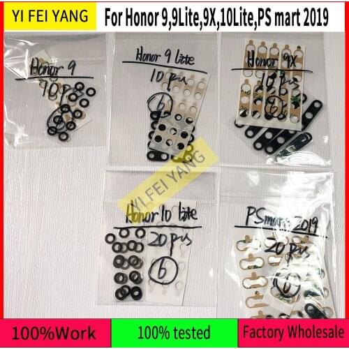 10Pcs Original quality Rear Camera Glass Lens For Huawei Honor 9 10 PS MART 2019 9X Back Glass Cover Bezel With Adhesive Sticker