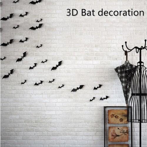 12/28pcs Halloween 3D Black PVC Bat Wall Sticker Halloween Party DIY Decoration Wall Decal Halloween Scary Horror Bat Decos Prop