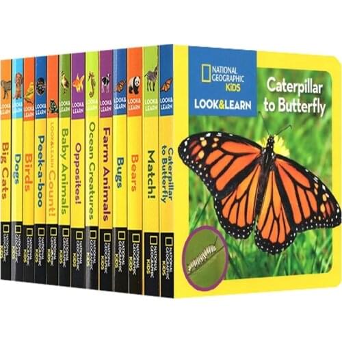 12 Books/Set English Board Book National Geographic Kids Look & Learn Super Reader Children Popular Picture Book 3-8 Years