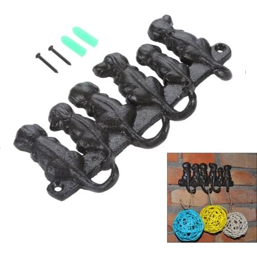 19.5*9.5cm Retro Key Hanger Coat Hat Racks Cast Iron Wall Mounted Dog Hanger Keys Holder with Hooks Kitchen Bathroom Accessories