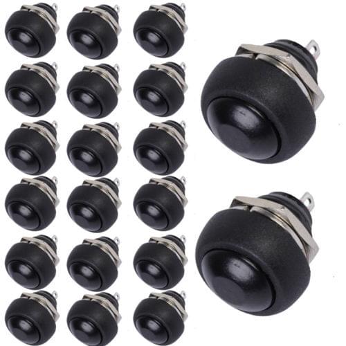 20 X Black 12mm Mini Momentary ON/OFF Round Push Button Toggle Switch