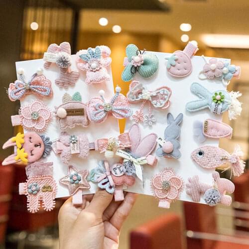 5 pcs/set Cute Cartoon Hair Clips For girls Baby Hair Accessories Sweet Hairpins Boutique Handmade Safty HairPins Cute Barrettes