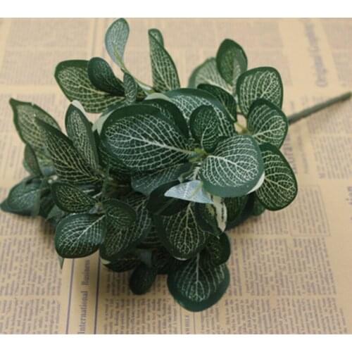 5 Branch Artificial Silk Flower Green Purple Dot green Plant for home decoration