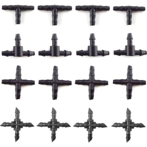 50 Pcs 1/4" water tee Connector splitter 4/7 mm hose garden watering irrigation tee barb Drip Irrigation Fittings accessories