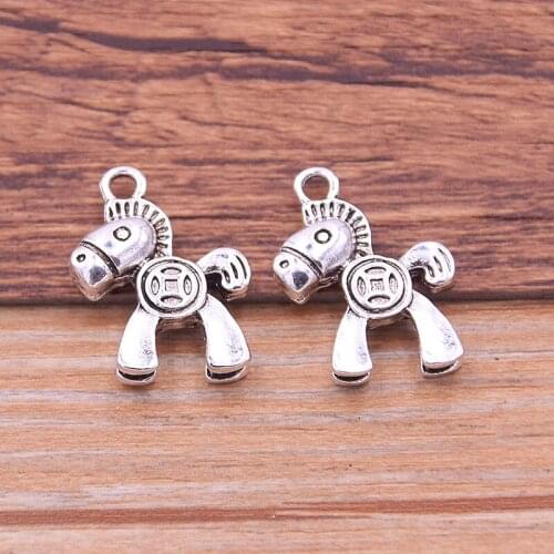 8PCS 17X22mm Picture Color Shake The Horse Charms Animal Pendants Handmade Decoration Vintage For DIY Jewelry Making Findings