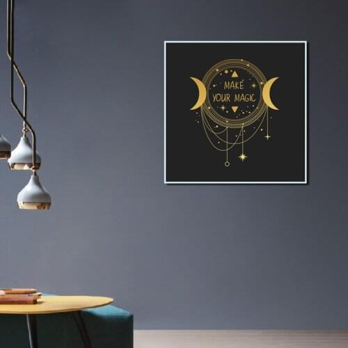 Abstract Wall Art Cartoon Paintings Nordic Golden Moon Dream Catcher Canvas Posters and Prints Living Room Bedroom Decoration