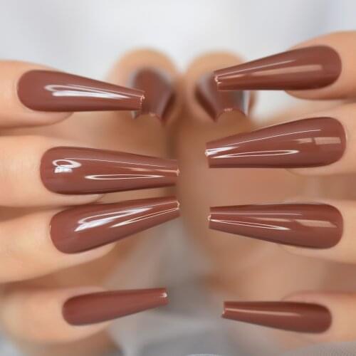 Ballerina Acrylic Fake Press On Nails Long Coffin Nep Nagels Capsule Pure Color Reusable Fingernails False Nail Art Tips