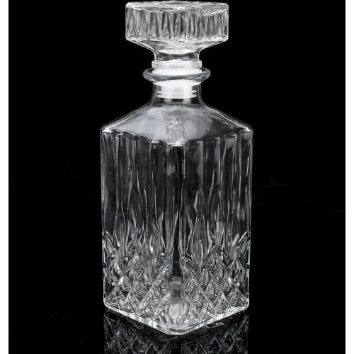 Diamond Glass Bottle 800ml Pourer Vintage Glass Liquor Whiskey Crystal Bottle Drink Decanter Carafe Bar