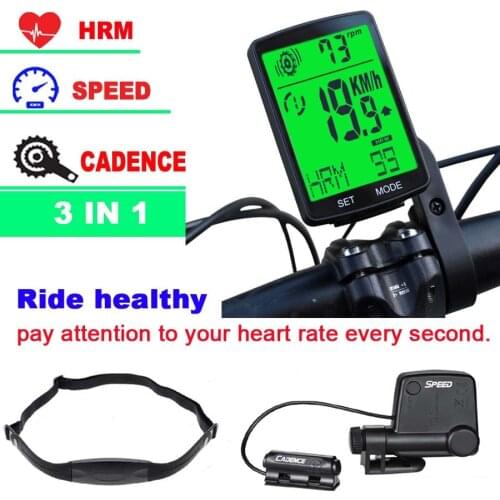 New Multifunctional Wireless Bicycle tachometer, Heart Rate Bicycle Computer, Cadence Cycle Computer, Nightlight, Waterproof