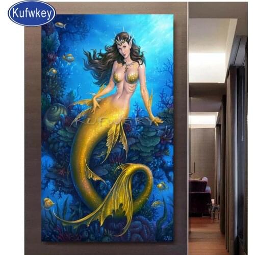 Large size Undersea mermaid Emeroidery diamond painting rhinestone 3d cross stitch diamond mosaic full display drill image