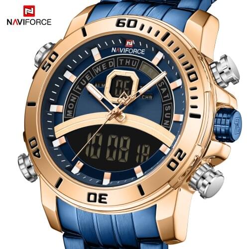 NAVIFORCE Mens Sport Watch Military Digital Dual Display Wristwatch Quartz Waterproof Clock Male Relogio Masculino New 2020