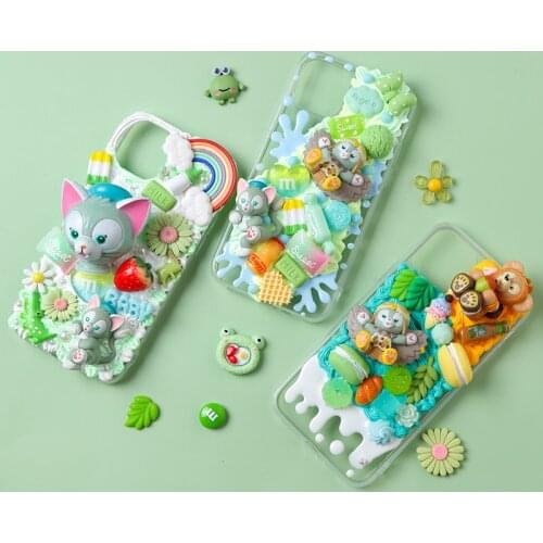 DIY Case For iPhone 11 12 Pro Material Bag Hand-Made Christma Resin Trinket Accessorie Doll Set Birthday Gift Phone Cover Custom