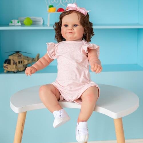 50/60CM Reborn Toddler Dolls Maddie Cute Girl Doll with Rooted brown hair Soft Cuddle Body High Quality Detail Painting Doll Toy