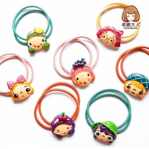 Girl Headdress Double-Strand High Elastic Childrens Rubber Band Little Girl Hair Band BB Clip Bangs Clip Combination Set