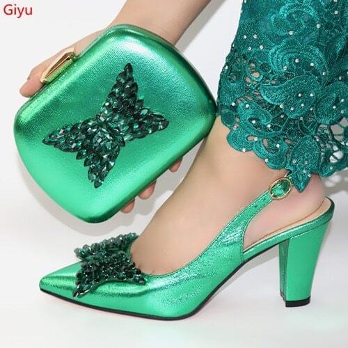 Doershow good price Shoes And Bag Matching Set With gold Hot Selling Women Italian Shoes And Bag Set For Party Wedding!SLO1-27