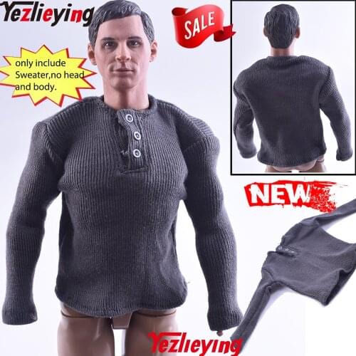 Round neck 1/6 Scale Male/Female Action Figure Accessory German Military Uniform WWII Black Sweaters Fit 12"Soldeier Figure Body