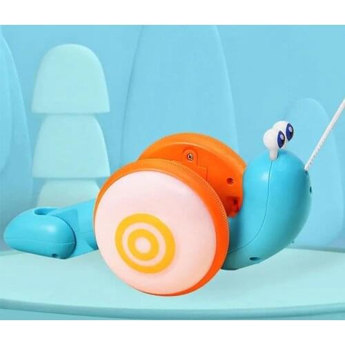 NEW Pull String Cartoon Snail Car toy Baby Learn to Crawl and Pull Toy with Light and Music Early Education Toys for Children