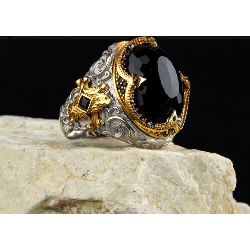 Custom Jewelry Guaranteed High-quality 925 Sterling Silver zircon stone ring design in a luxurious way for men with gift