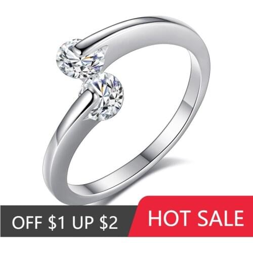 Hot Selling Double Ended Zircon Open Ring with Zirconium Ring and Double Round Zircon Lady Jewelry Accessories Gift