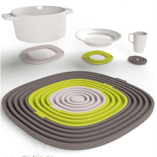 2019Hot Sell Creative Multi Functional 3 in 1 Silicone Heat Resistant Kitchen Mat Coaster For Mug Plate Bowl Ho Pot Pads
