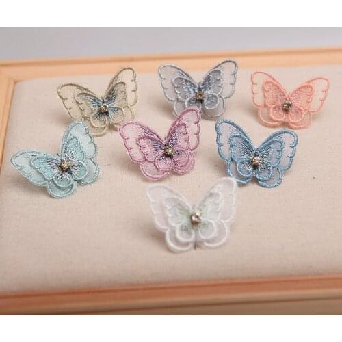 MLAEY 4PCS/Set Butterfly Patches 3D Lace Fabric Embroidery Colors Headwear DIY Clothing Sewing Supplies Decorate Accessories